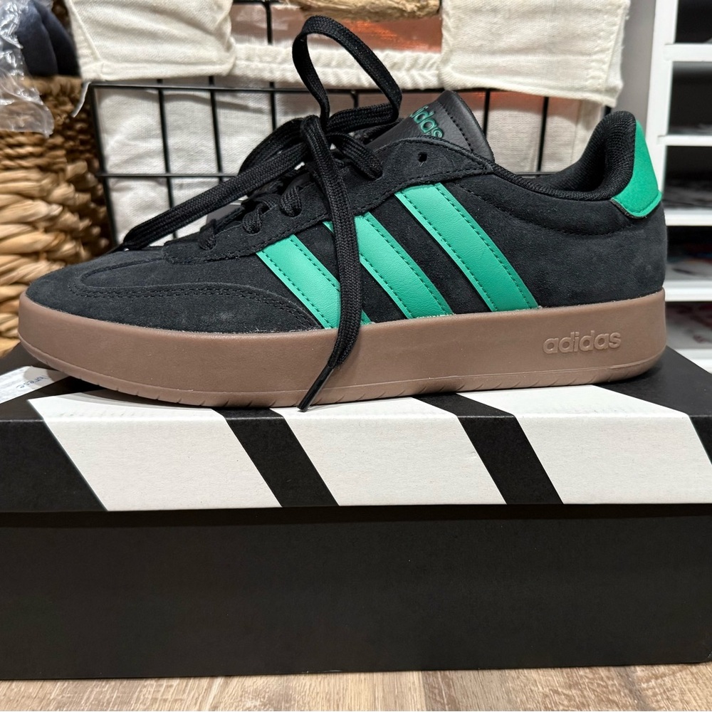 Adidas Men's Black and Teal Sneakers